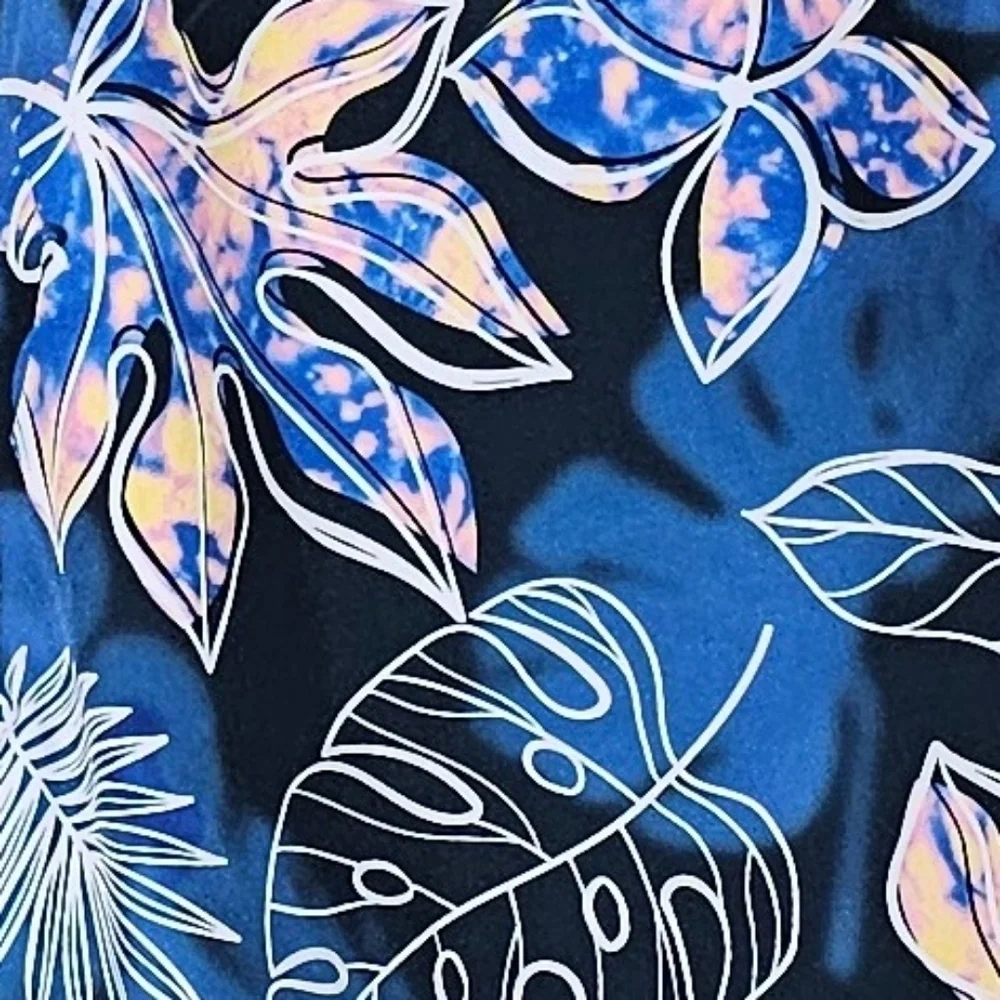 Men's Quick Dry Tropical Beach Shorts Swimsuit Swimwear Swim Trunks, Blue Leaf